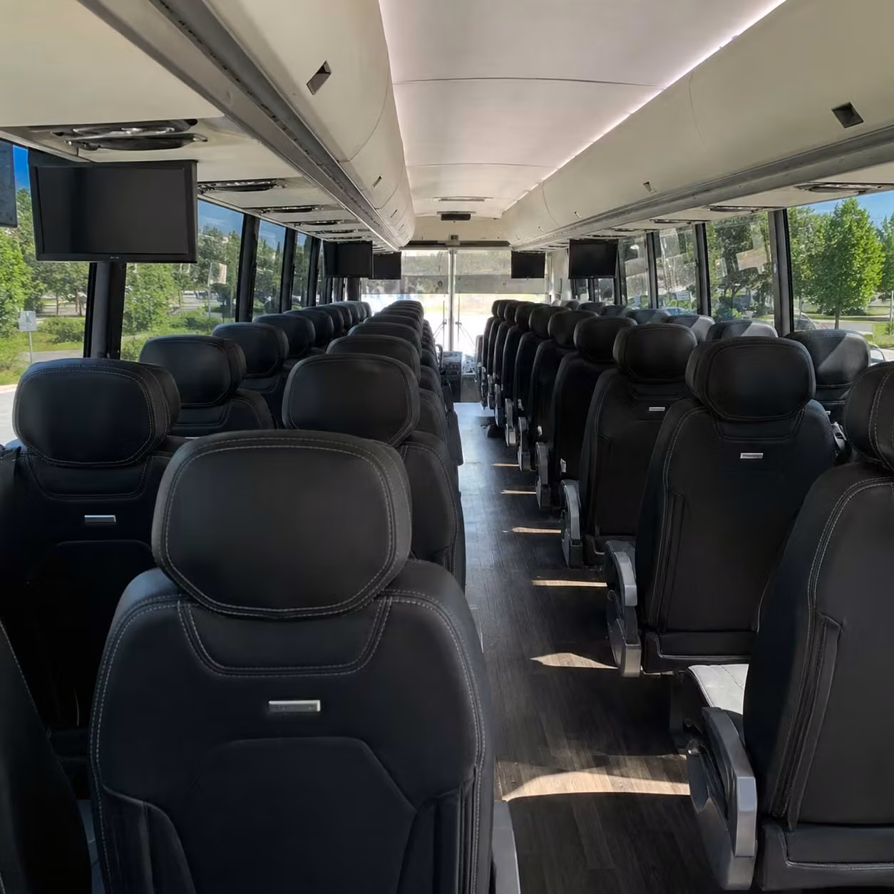 56 passenger charter bus inside